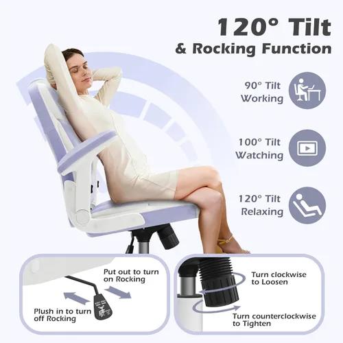 Miniatura 6 de SEATZONE Silla de oficina ergonómica de tela de terciopelo, sillas ejecutivas de escritorio para computadora, pequeñas y bonitas sillas de trabajo