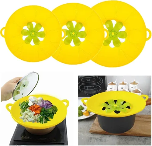 Miniatura 10 de 3 piezas de juego de tapas de silicona, cubierta anti salpicaduras para microondas, tapas reutilizables resistentes al calor, protección contra