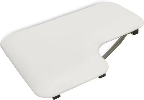 Miniatura 2 de Seachrome Asiento de ducha Lift-Assist, en forma de L, mano derecha, ADA, montaje en pared, acolchado blanco naugahído