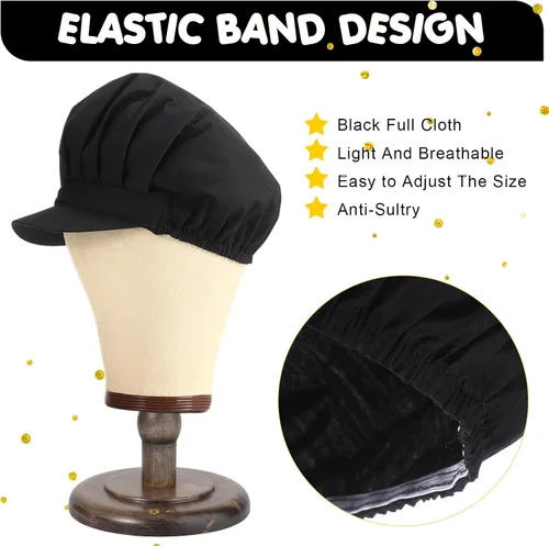 Miniatura 17 de Hicarer 16 sombreros de chef para mujer, redes para el pelo, cocina, cocina, gorra de chef ajustable, gorra de trabajo elástica para mujeres