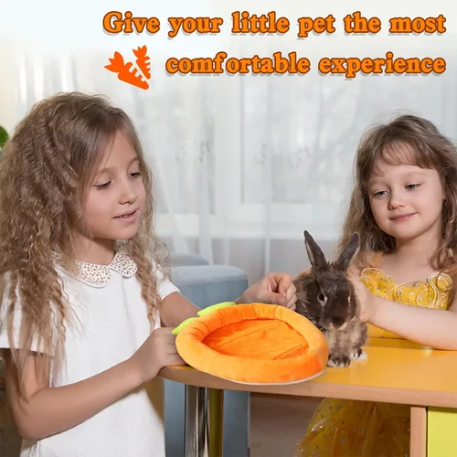 Miniatura 6 de Cama de conejo, cama de conejo, con forma de zanahoria, suave y cómoda, lavable a máquina, cama de conejillo de indias, bonita cama de animales