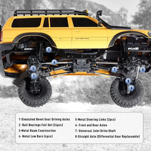 Miniatura 5 de BEEZRC FMS RC Crawler 1/18 FCX18 Land Cruiser LC80 RTR Toyota con licencia 4WD RC Rock Truck 2.4Ghz 900mAh Hobby Grade RC Car Model Mini Auto de Azul