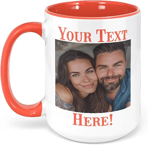 Miniatura 8 de Taza de café de cerámica negra personalizada de 11 onzas con texto, mensaje, tu texto aquí, nombre, DYE Taza para Cafe personalizadas, con foto