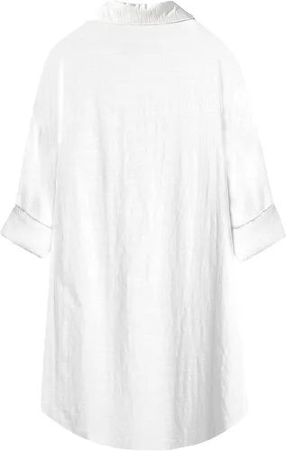 Miniatura 2 de Bianstore Camisas de lino de gran tamaño para mujer, blusas de manga larga con botones