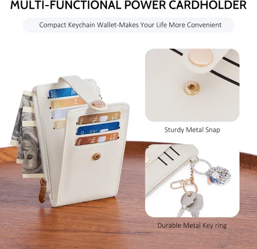 Miniatura 3 de POIUGOYA Billetera delgada para mujer, con bloqueo RFID, plegable, tarjetero con cremallera y bolsillo para monedas, ventana para identificación