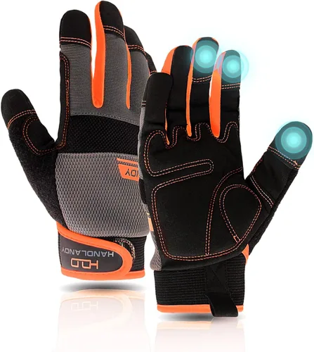 Miniatura 13 de AIGEVTURE Guantes de trabajo para hombre y mujer, guantes de jardinería de uso general con pantalla táctil, guantes de mecánico delgados de trabajo