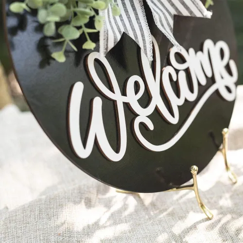 Miniatura 4 de Cartel de Bienvenida para Puerta Delantera con Decoración de Corona para Todas las Estaciones Decoración de Porche Delantero Colgante Regalo