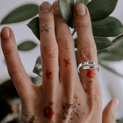 Miniatura 5 de AMBCESSER Anillos ajustables inspiradores de plata de ley 925, regalo de joyería de aliento de personalidad para mujeres y niñas