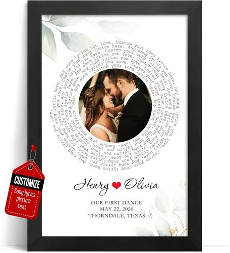 Miniatura 12 de VICILO Póster Enmarcado con Letras de Canción Personalizadas, Regalo para Padres, Acordes de Canción Perfectos, Pareja, 50° Aniversario de Boda
