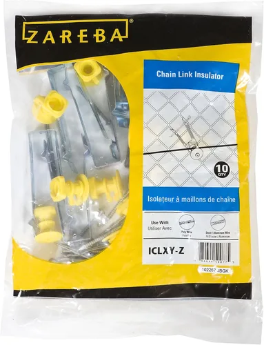 Miniatura 2 de Zareba Aislador de cadena para cercas eléctricas, 10 aisladores incluidos, resistente, duradero, para valla de eslabones de cadena, amarillo