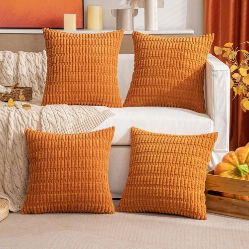 Miniatura 32 de MIULEE Juego de 4 fundas de almohada decorativas de pana estilo bohemio de primavera de 18 x 18 pulgadas para sofá, sala de estar, sofá y cama