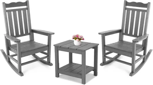 Miniatura 18 de Stoog Mecedora para patio, para todo tipo de clima, soporte de peso de 400 libras, nunca se decolora ni se pudre, para patio trasero, hoguera, Teca