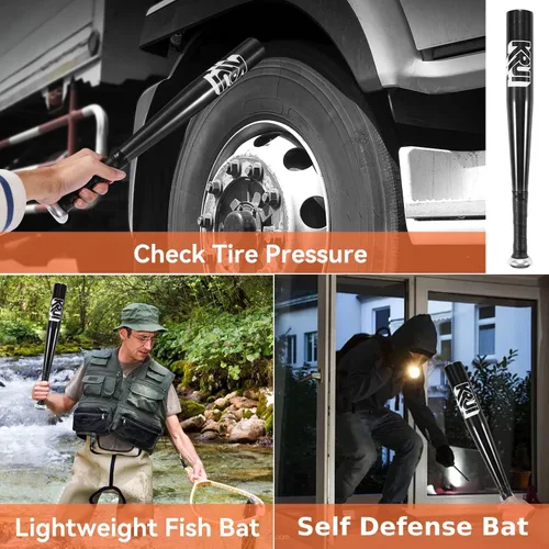 Miniatura 3 de KRUI - Bate de béisbol de aluminio, bate de autodefensa de 45,7 cm, bate ligero para el comprobador de neumáticos, pesca, para mantener en el hogar