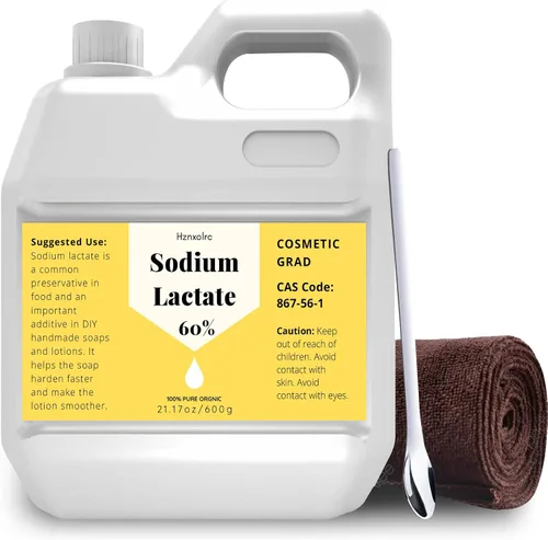 Lactato de sodio de 21.17 onzas para hacer jabón y lociones, líquido de lactato de sodio premium, concentración del 60%, grado cosmético, hidrata el