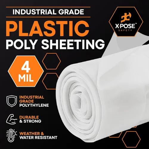 Miniatura 2 de Xpose Safety Lámina de plástico transparente – Rollo de 20' x 100' – Lámina de polietileno resistente de 4 mil – Impermeable, a prueba de polvo