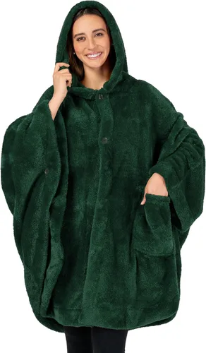 Miniatura 10 de PAVILIA Angel Wrap Hooded Blanket Poncho, Wearable Blanket Throw Wrap Poncho for Women Adult, Cozy Fluffy Sherpa Shawl Cape