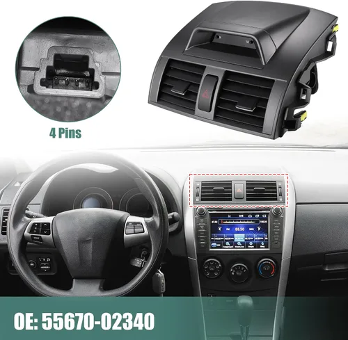 Miniatura 3 de uxcell Panel de salida de ventilación de aire de CA con reloj para Toyota Corolla 2009-2013 Panel de salida de conducto de aire de salida
