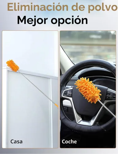 Miniatura 4 de Plumero de microfibra para limpieza, plumeros lavables a mano con 2 cabezales de microfibra reemplazables, poste extensible, suministros de limpieza