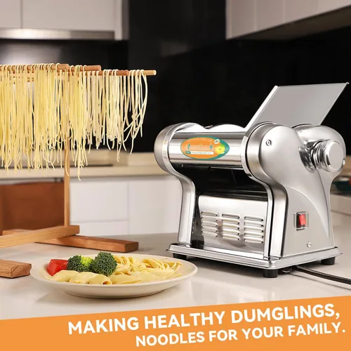Miniatura 6 de Newhai Máquina Eléctrica Familiar para Hacer Pasta, Fabricante de Fideos, Rodillo de Masa para Espaguetis, Prensa de Acero Inoxidable 135W para Uso