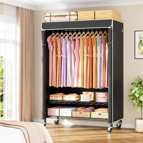 Miniatura 2 de ULIFHOME P6C Plus - Perchero Rodante con Cubierta, Perchero Cubierto Resistente, Armario Portátil para Colgar Ropa, Perchero con Ruedas, Perchero
