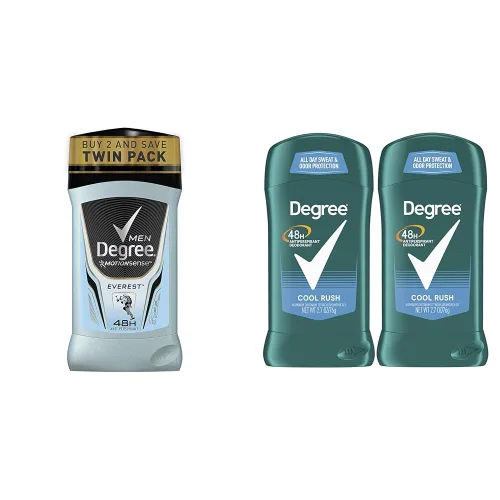 Degree Desodorante antitranspirante avanzado para hombre, Everest, 2 unidades, 72 horas de protección contra el sudor y el olor, Cool Rush, 2.7 onzas