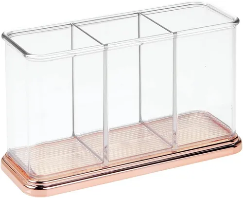Miniatura 8 de mDesign Organizador de plástico con soporte para tazas, organizador de almacenamiento dividido para escritorios, oficina, mesas, espacios