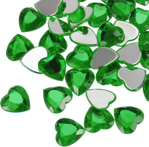Miniatura 10 de MECCANIXITY 20 piezas de diamantes de imitación acrílicos de corazón de 0.787 pulgadas (0.787 in) con parte trasera plana, gemas de plástico