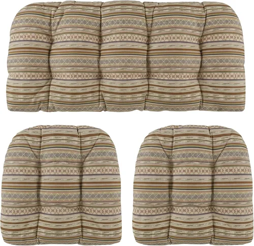 Miniatura 54 de RSH DECOR: Sunbrella - Juego de 3 cojines de mimbre copetudos 41 x 19 pulgadas y 19 x 19 pulgadas Fabricado con tela de rendimiento Sunbrella
