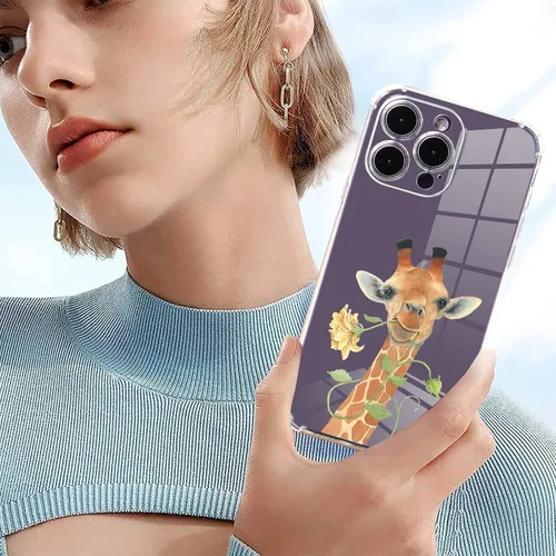 Miniatura 3 de Roemary Funda de jirafa para iPhone 7/8/SE 2020 con diseño floral de jirafa, patrón floral con protector de pantalla