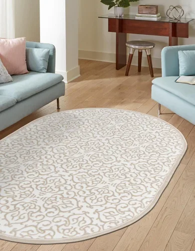 Unique Loom Rushmore Collection - Alfombra de área Johnson (4 pies 1 pulgada x 6 pies 1 pulgada, ovalada, blanco nieve/beige)