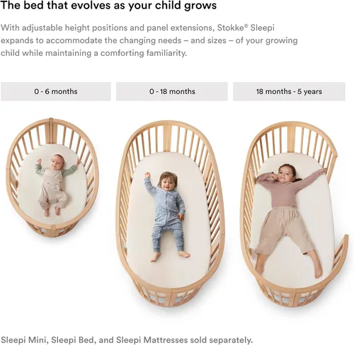 Miniatura 4 de Stokke Sleepi - Sábana bajera ajustable V3, color gris ventilador, compatible con Sleepi Mini Mattress V3, 100% algodón percal fino, lavable