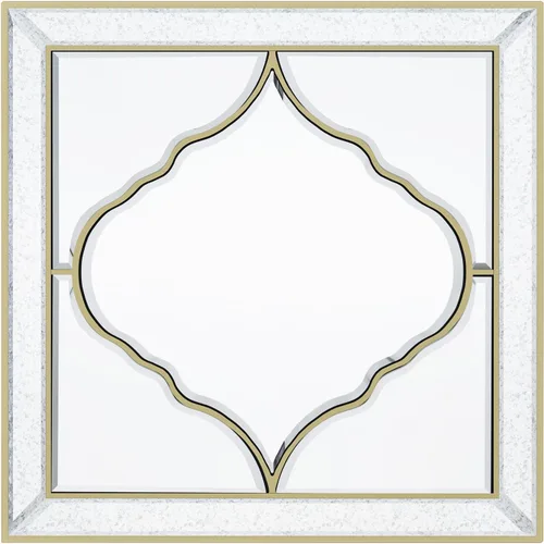 Miniatura 9 de Espejo de pared cuadrado de 32 pulgadas, borde biselado plateado, marco dorado, decoración artística de lujo