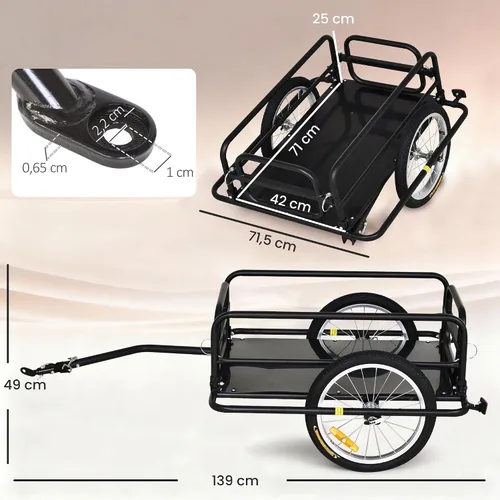Miniatura 7 de Aosom – Remolque de carga/equipaje para bicicleta Wanderer, color negro