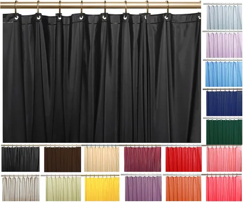 Elegante forro de cortina de ducha de vinilo resistente con 12 ojales de metal, color negro