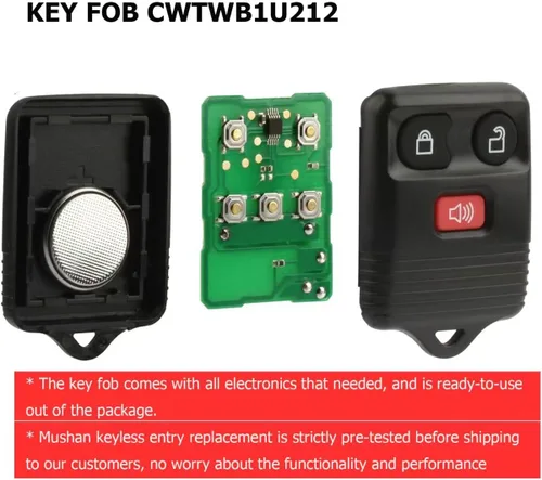Miniatura 3 de Llavero para Ford F150 F250 F350 1998-2014, llave remota de automóvil de 3 botones sin llave, PN # CWTWB1U212, fácil programación y diseño duradero