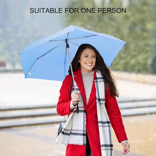 Miniatura 34 de LEAGERA Paraguas de viaje compacto para bolso, mango plano, impermeable para lluvia ligera