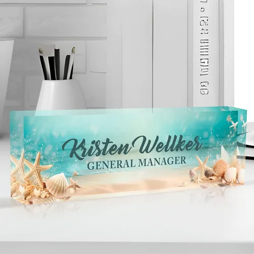 Miniatura 30 de Placa de nombre personalizada para escritorio, placa de nombre de escritorio de acrílico personalizada, regalos de agradecimiento a los empleados