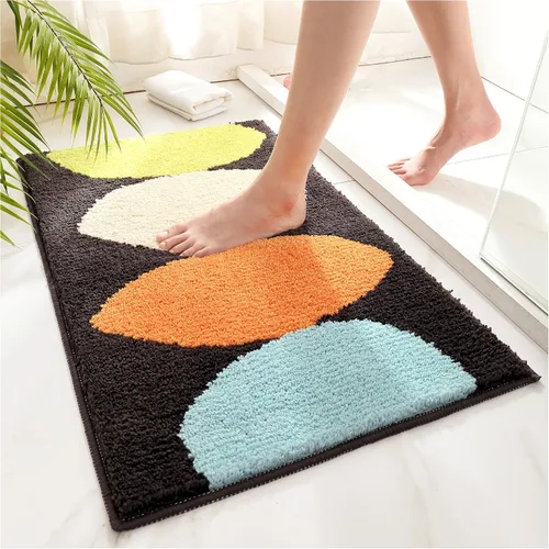 Miniatura 9 de Apeso Alfombra de baño con patrón de plantas, ultra absorbente, antideslizante, lavable a máquina, alfombra de felpa gruesa, microfibra suave