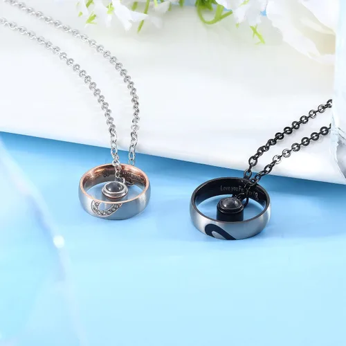 Miniatura 6 de ZELORES Collares a Juego para Parejas Collar con Colgante para Mujeres y Hombres Anillos de Promesa a Juego Juego de Colgantes Collar de Pareja