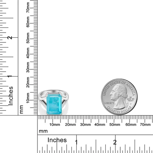 Miniatura 50 de Gem Stone King Anillo de compromiso solitario con piedra preciosa de corte esmeralda de 0.551 x 0.394 in para mujer, plata de ley 925, anillo