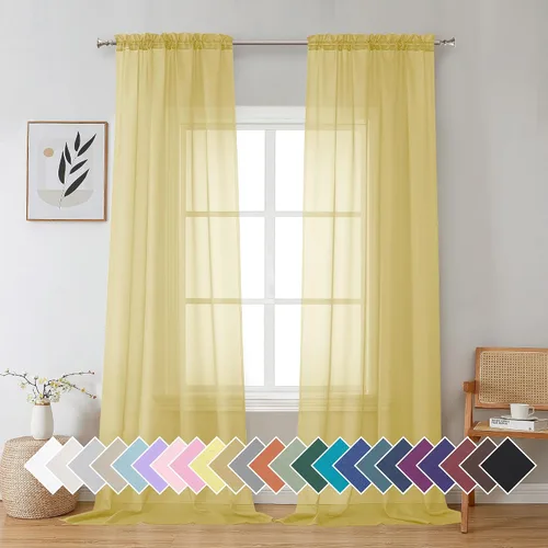 Miniatura 23 de Aiyufeng 2 paneles de cenefa transparente negra de 14 pulgadas de largo, cortinas cortas negras transparentes para dormitorio, cortinas de cocina