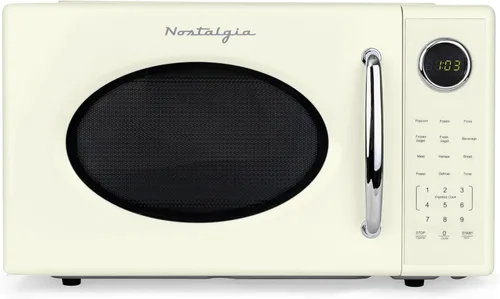 Miniatura 13 de Nostalgia Horno microondas retro compacto para encimera, 0.7 pies cúbicos, 700 vatios con pantalla digital LED, bloqueo para niños, interior fácil