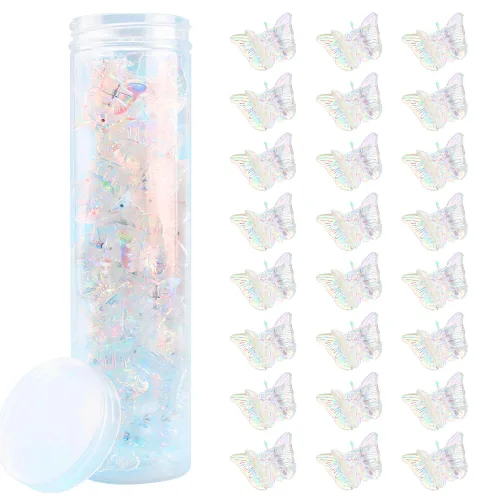 Miniatura 13 de AHONEY - 60 pinzas de mariposa mini para el cabello con caja de brillo, accesorios para el cabello estilo 90s Y2k para niñas y mujeres (Azul)