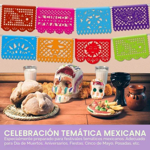 Miniatura 5 de Asoulin 5 pancartas de fiesta mexicana, decoración de fiesta del Cinco de Mayo, decoración de fiesta temática mexicana, pancarta de 5 de mayo, papel
