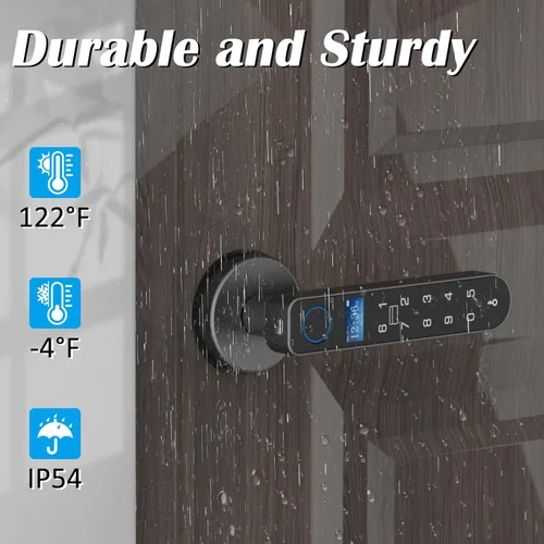 Miniatura 8 de Cerradura de puerta de entrada sin llave con código RFID tarjeta NFC APP Keypad, manija de puerta interior biométrica inteligente automática