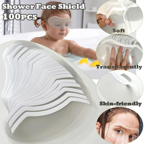 Miniatura 5 de 100 piezas de protector facial y ocular para ducha después de la cirugía, protector ocular transparente desechable de plástico para ducha, protector
