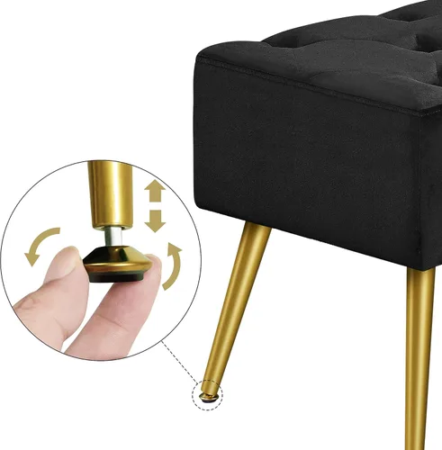 Miniatura 8 de Topeakmart Banco de comedor, banco de comedor con botones para cocina, banco de comedor tapizado, banco de comedor con base de metal dorado