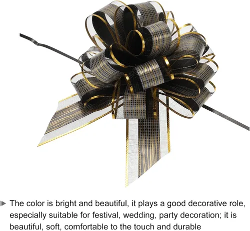 Miniatura 4 de MECCANIXITY 10 lazos grandes de organza de 7 pulgadas para envolver regalos, cintas de organza color negro para cestas de boda, regalos de fiesta