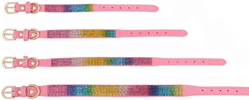 Miniatura 6 de Collar de perro con diamantes de imitación y lazo ajustable para mascotas, talla XXS, XS, tamaño pequeño, mediano y grande, color rosa, talla XX S