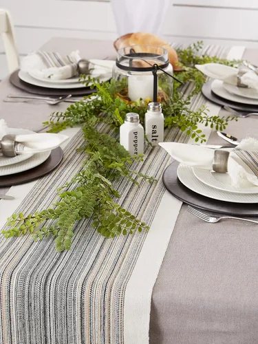 Miniatura 7 de DII Everyday Collection - Mantel de mesa con flecos, camino de mesa, 14 x 72 pulgadas, color negro